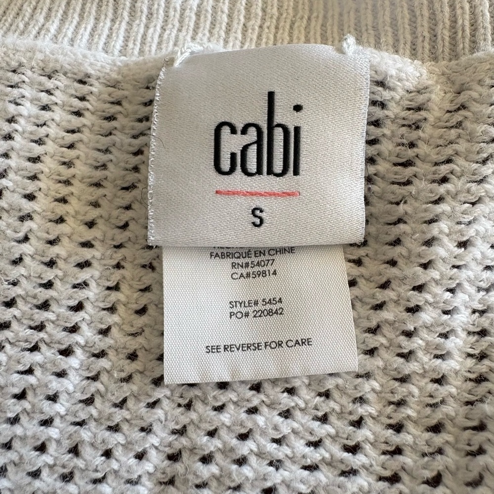 Cabi #5454 Breeze Pullover White Cotton Linen Blend Open-Knit V-Neck Size Small - Picture 5 of 7